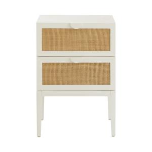 Mesita de noche efecto madera natural - blanco 42 x 60 cm