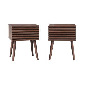 Mesita de noche estilo escandinavo, set de 2, madera de nog…