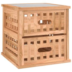 Mesita de noche madera maciza de nogal marrón 34x34x34 cm