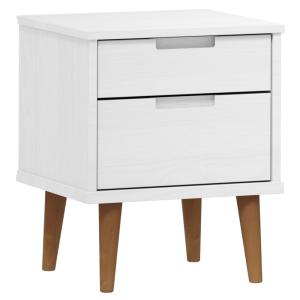 Mesita de noche madera maciza de pino blanco 40x35x48 cm