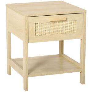 Mesita de Noche Madera Natural 40x40x48 cm