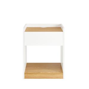 Mesita de noche mesa auxiliar con 1 cajón blanco y madera