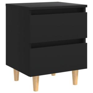 Mesita de noche patas de madera pino maciza negro 40x35x50…