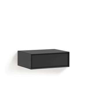 Mesita de noche suspendida 1 cajón negro