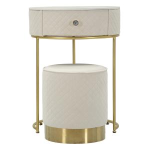 Mesita de noche/tocador con puf de terciopelo cm ø 52x70 -…