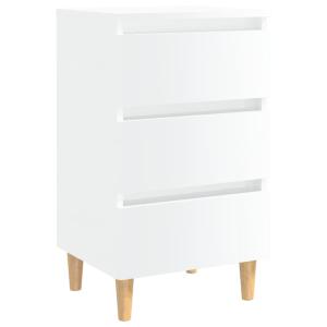 Mesita noche con patas madera maciza blanco brillo 40x35x69…