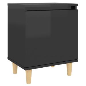 Mesita noche con patas madera pino negro brillante 40x30x50…