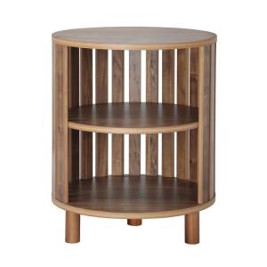 Mesita redonda con lamas perforadas h50 cm - efecto madera…