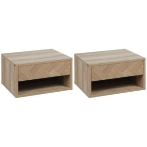 Mesitas de Noche 37x32x21 cm Madera Natural