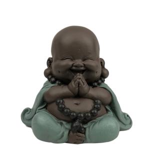 Mini estatua del Buda de la risa en resina - H7,5 cm