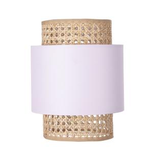 Mini lámpara de techo de ratán y tela rosa