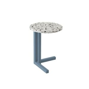 Mini mesa auxiliar aluminio azul y terrazzo gris