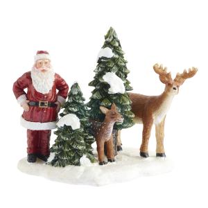 Miniatura de la aldea de navidad papá noel y sus renos alt.…