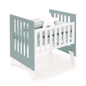 Minicuna 60x80 cm para colecho blanca/verde eucalipto