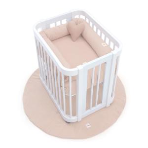 Minicuna blanca 55x70 cm   colchón   textil rosa pastel