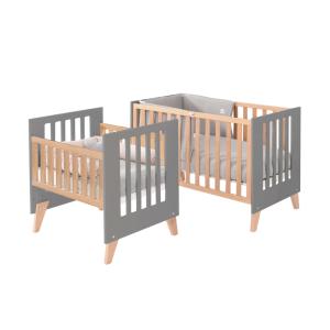Minicuna convertible en cuna (7en1) madera/antracita