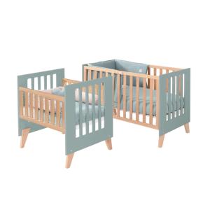 Minicuna convertible en cuna (7en1) madera/verde