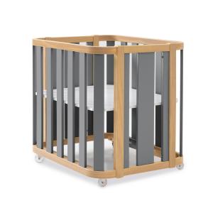 Minicuna, cuna y cama (4en1) madera/gris