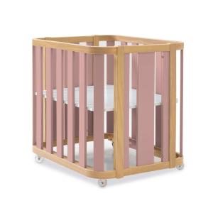 Minicuna, cuna y cama (4en1) madera/rosa
