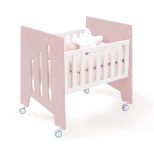 Minicuna de colecho 60x80 cm con ruedas rosa claro
