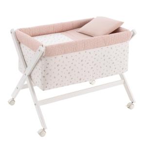 Minicuna tijera madera 55x87x74 cm rosa/natural