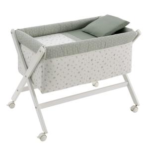 Minicuna tijera madera 55x87x74 cm verde/natural