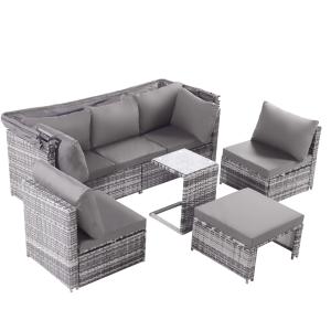 Mobiliario de jardín compuesto por sofá y mesa de polirratá…