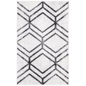 Moderno geométrico marfil/carbón alfombra 75 x 180