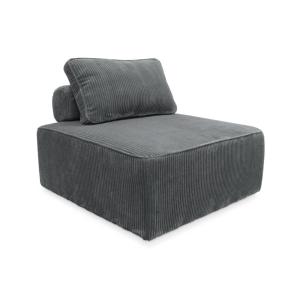 Módulo para sofá modular de pana, 1 plaza, gris oscuro
