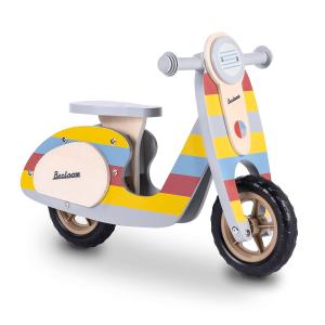Moto sin pedales para niños de madera natural multicolor