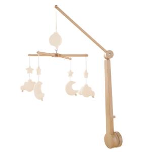 Móvil musical de madera para bebé con 4 juguetes