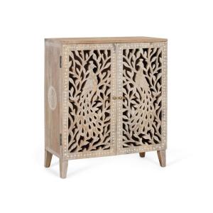 Mueble auxiliar en madera de mango tallado a mano