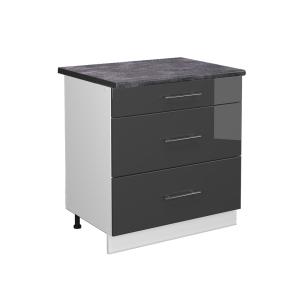 Mueble bajo de cocina con 3 cajones, et antracita antracita…
