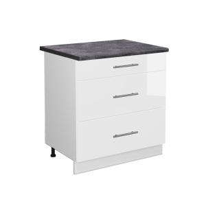 Mueble bajo de cocina con 3 cajones, et antracita blanco 80…