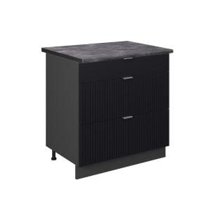 Mueble bajo de cocina con 3 tiroirs pt antracita noir rayé…