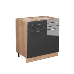 Mueble bajo de cocina con cajón, sin encimera antracita 80x…