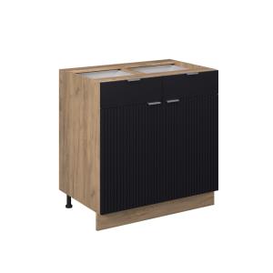Mueble bajo de cocina sin pt noir rayé 80x82cm