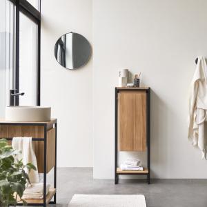 Mueble bajo de teca maciza y metal