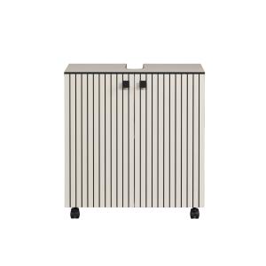 Mueble bajo lavabo con ruedas l60 cm - gris y negro