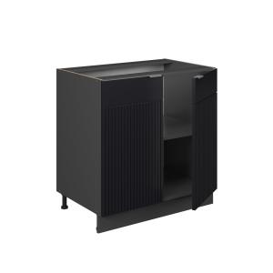 Mueble bajo para lavabo con étagère pt chêne noir rayé 80x8…