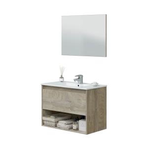 Mueble baño cotton melamina, roble, 80 x 59 x 45