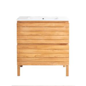 Mueble baño de teca y cerámica l 80 cm