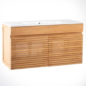 Mueble baño de teca y cerámica l 90 cm