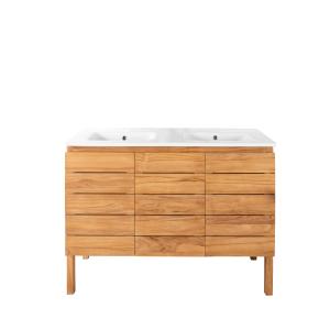 Mueble baño de teca y cerámica l120 cm