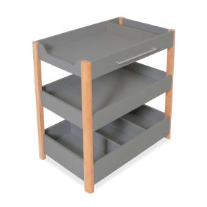 Mueble cambiador 50x80 cm con estantes madera/gris