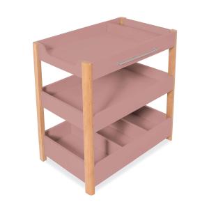 Mueble cambiador 50x80 cm con estantes madera/rosa