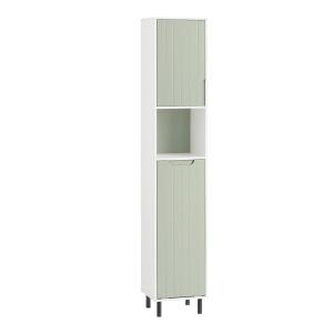 Mueble columna de baño con 1 cesto para ropa sucia verde