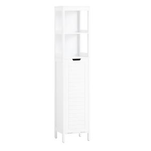 Mueble columna de baño con 1 cesto y 2 estantes madera blan…