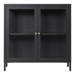 Mueble de almacenaje 2 puertas cristal metal negro 80x80 cm