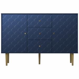 Mueble de almacenaje azul medianoche con estampados en reli…
